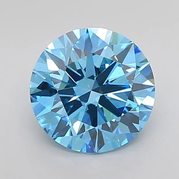 2.00ct Round Lab Grown Diamond (Colour Fancy Vivid Blue, Clarity VS1, Cut EX, IGI Certified)